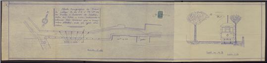 Planta topográfica do troço do antigo R.da E.N. nº 78 - 2ª para Pizões e estação de Sintra com a localização de árvores que a Companhia Sintra Atlântico pretende abater.