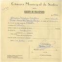 Registo de velocípede com o nº 5832, em nome de Isidoro Marques Monteiro, morador em Cabrela.