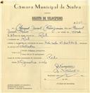 Registo de velocípede de marca saches, com o nº 7134, em nome de Manuel Duarte Matias Júnior, morador em Ral.