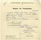 Registo de velocípede de marca Champion, com o nº 3347, em nome de Justino Ribeiro Costa Luz, morador em Sabugo.