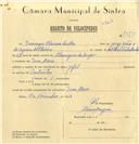 Registo de velocípede de marca Jofil, com o nº 7375, em nome de Domingos Oliveira Coelho, morador em Dona Maria.