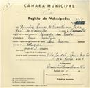 Registo de velocípede com o nº 3119, em nome de Demetria Lemos de Carvalho, moradora em Mem Martins.