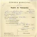 Registo de velocípede de marca Cycles Raio, com o nº 3851, em nome de Francisco Cristovão Alves, morador em Sacario.
