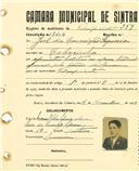 Registo de matricula de velocipedista em nome de Joel da Conceição Sequeira, morador em Cabecinha, com o nº de inscrição 2109.
