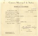 Registo de velocípede de marca Atlantic, com o nº 9843, em nome de José Monteiro Vouga, morador em Cacém de Cima.