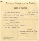 Registo de velocípede com o nº 7394, em nome de Joaquim Francisco da Silva, morador em Lourel.