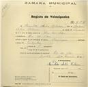 Registo de velocípede de marca Olympique, com o nº 644, em nome de Arnaldo Artur Calaim, morador em Ribeira de Rio de Cões.