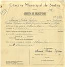 Registo de velocípede com o nº 6358, em nome de Manuel Baleia Sapina, morador em Odrinhas.