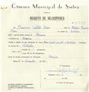 Registo de velocípede de marca Raio, com o nº 8379, em nome de Francisco Catalão Dias, morador em Maceira.
