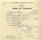 Registo de velocípede de marca Popular, com o nº 3558, em nome de Firmino Pereira, morador em Lourel.