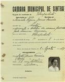 Registo de matricula de velocipedista em nome de Marcela Regina Gomes Ferreira, moradora em Sintra, com o nº de inscrição 1752.