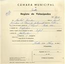 Registo de velocípede com o nº 2717, em nome de Aníbal Jeirinhas, morador em Pero Pinheiro.