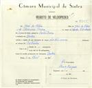 Registo de velocípede com o nº 8755, em nome de José da Silva, morador em Queluz.