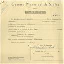 Registo de velocípede de marca Raio, com o nº 6132, em nome de António Inácio Assunção, morador em Almoçageme.