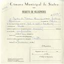 Registo de velocípede de marca Hercules, com o nº 5075, em nome de Isidro do Rosário Henriques, morador em Paiões.