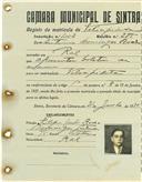 Registo de matricula de velocipedista em nome de António Domingos Rocha, morador no Ral, com o nº de inscrição 1002.