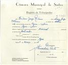 Registo de velocípede de marca Nacional, com o nº 8707, em nome de Isidoro Jorge Ribeiro, morador em Azoia.