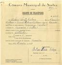 Registo de velocípede com o nº 6322, em nome de António Serrão Cabeça, morador em Maceira.