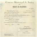 Registo de velocípede de marca Phillips, com o nº 5395, em nome de Armando Hugo Pereira Vizela, morador em Casalinho dos Caniçais, Pinhal da Nazaré.