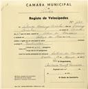 Registo de velocípede com o nº 1420, em nome de Salvador Domingos Casinhas, morador em Cabeço da Moucheira.