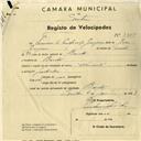 Registo de velocípede de marca Nacional, com o nº 3905, em nome de Francisco da Purificação Granjeiro, morador em Baratã.