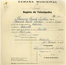Registo de velocípede de marca Oriental, com o nº 262, em nome de Domingos Duarte Santana, morador em Cabecinha.