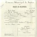 Registo de velocípede de marca Alcyon, com o nº 5036, em nome de Bazilio Gaspar, morador em Moucheira.