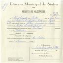 Registo de velocípede com o nº 5029, em nome de Mário Augusto dos Santos, morador em Casal Amália nº 25, Sintra.