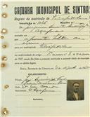 Registo de matricula de velocipedista em nome de Joaquim Duarte Assunção Júnior, morador na Assafora, com o nº de inscrição 1026.