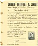 Registo de matricula de cocheiro profissional em nome de João António Carlos, morador em Sintra, com o nº de inscrição 832.