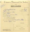 Registo de velocípede de marca Raio, com o nº 6573, em nome de José Manuel Ricardo Mina, morador em Colares.