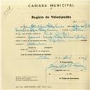 Registo de velocípede de marca Popular, com o nº 2978, em nome de Jaime Artur de Jesus Valdez Ferreira, morador em Massamá.