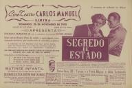 Programa do filme "Segredo de Estado" com a participação de Douglas Fairbanks Jr e Glynis Johns.