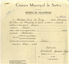 Registo de velocípede com o nº 9958, em nome de Henrique Vieira da Cruz, morador em Paiões.