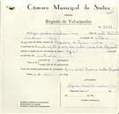 Registo de velocípede com o nº 8907, em nome de Rogério Gonçalves Wandim Vieira, morador em Algueirão.