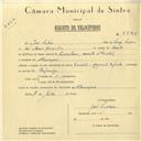 Registo de velocípede de marca Marginal, com o nº 5845, em nome de José Lopes, morador em Albarraque.