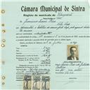 Registo de matricula de velocipedista em nome de Jerónimo Inácio Pires, morador em Vila Verde, com o nº de inscrição 400.