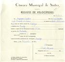 Registo de velocípede com o nº 9412, em nome de Joaquim Cardoso morador em Queluz.