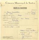 Registo de velocípede com o nº 7033, em nome de António Ferreira da Silva, morador em Cacém.