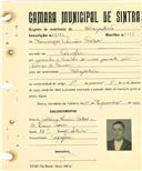 Registo de matricula de velocipedista em nome de Domingos Simões Calças, morador na Assafora, com o nº de inscrição 2113.
