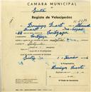 Registo de velocípede de marca Mistral, com o nº 2316, em nome de Domingos Duarte, morador em Cortegaça.
