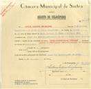 Registo de velocípede de marca Pachancho, com o nº 8454, em nome de Manuel Martins Bengalinha, morador em Serradas.