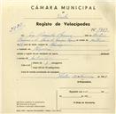 Registo de velocípede com o nº 3479, em nome de Jorge Alexandre Marques, morador em Algueirão.