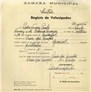 Registo de velocípede de marca Mistral, com o nº 1346, em nome de Delfim da Silva Inácio, morador em  Terrugem.