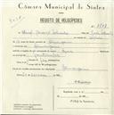 Registo de velocípede de marca Azur, com o nº 5129, em nome de Manuel Conceição Silvestre, morador em Almargem.