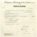Registo de velocípede com o nº 4800, em nome de Maria Teresa González, moradora em Praia das Maçãs.