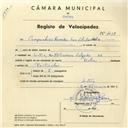 Registo de velocípede de marca Raleigh com o nº 4037, em nome de Companhias Reunidas de Gás e Eletricidade, com sede na Avª Heliodoro Salgado nº 44, Sintra.