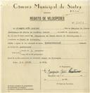 Registo de velocípede com o nº 8039, em nome de Joaquim João Caetano, morador em Casal de Rolhados.