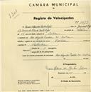 Registo de velocípede de marca Lusitania, com o nº 1973, em nome de Maria Helena dos Santos Lopes, moradora em Rua Veiga da Cunha nº 34, Sintra.