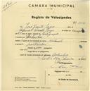 Registo de velocípede de marca Nacional, com o nº 2431, em nome de José Vicente Jorge, morador em Bolembre.